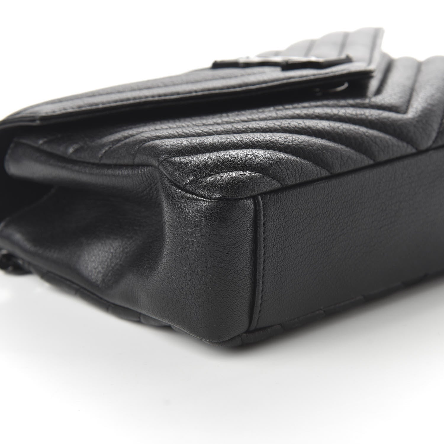 Saint Laurent Sheepskin Matelasse Chevron Monogram Monochrome Medium College Bag Black 6 of 9
