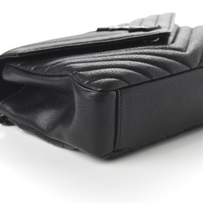 Saint Laurent Sheepskin Matelasse Chevron Monogram Monochrome Medium College Bag Black 6 of 9