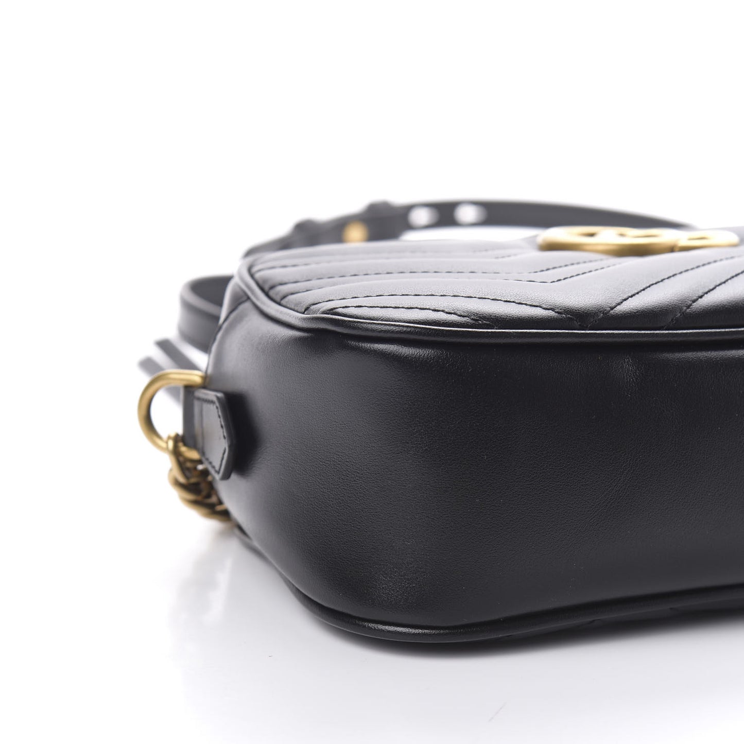 Calfskin Matelasse Small GG Marmont Chain Shoulder Bag Black