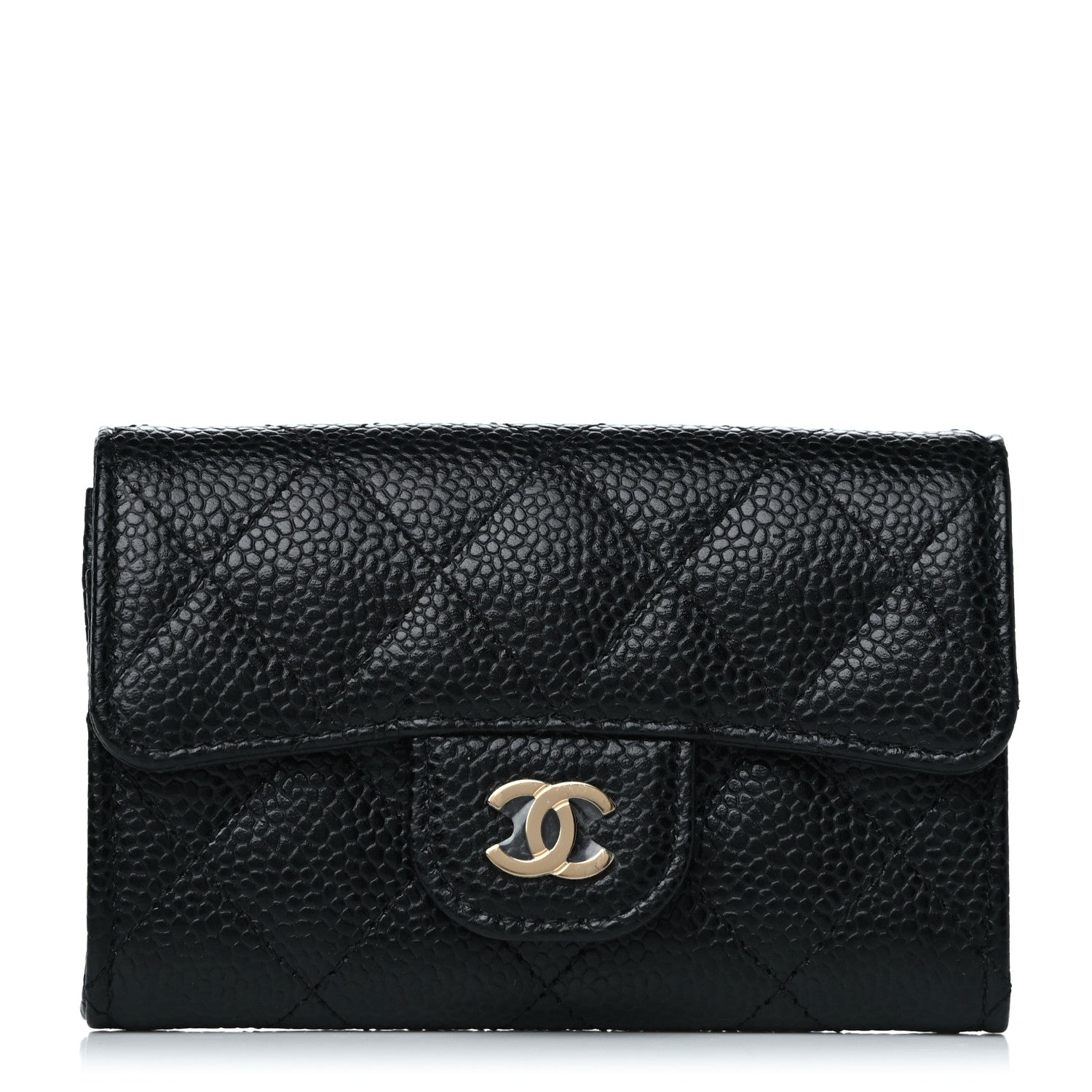 Chanel Caviar Quilted Flap Card Holder Wallet Black 1 of 8