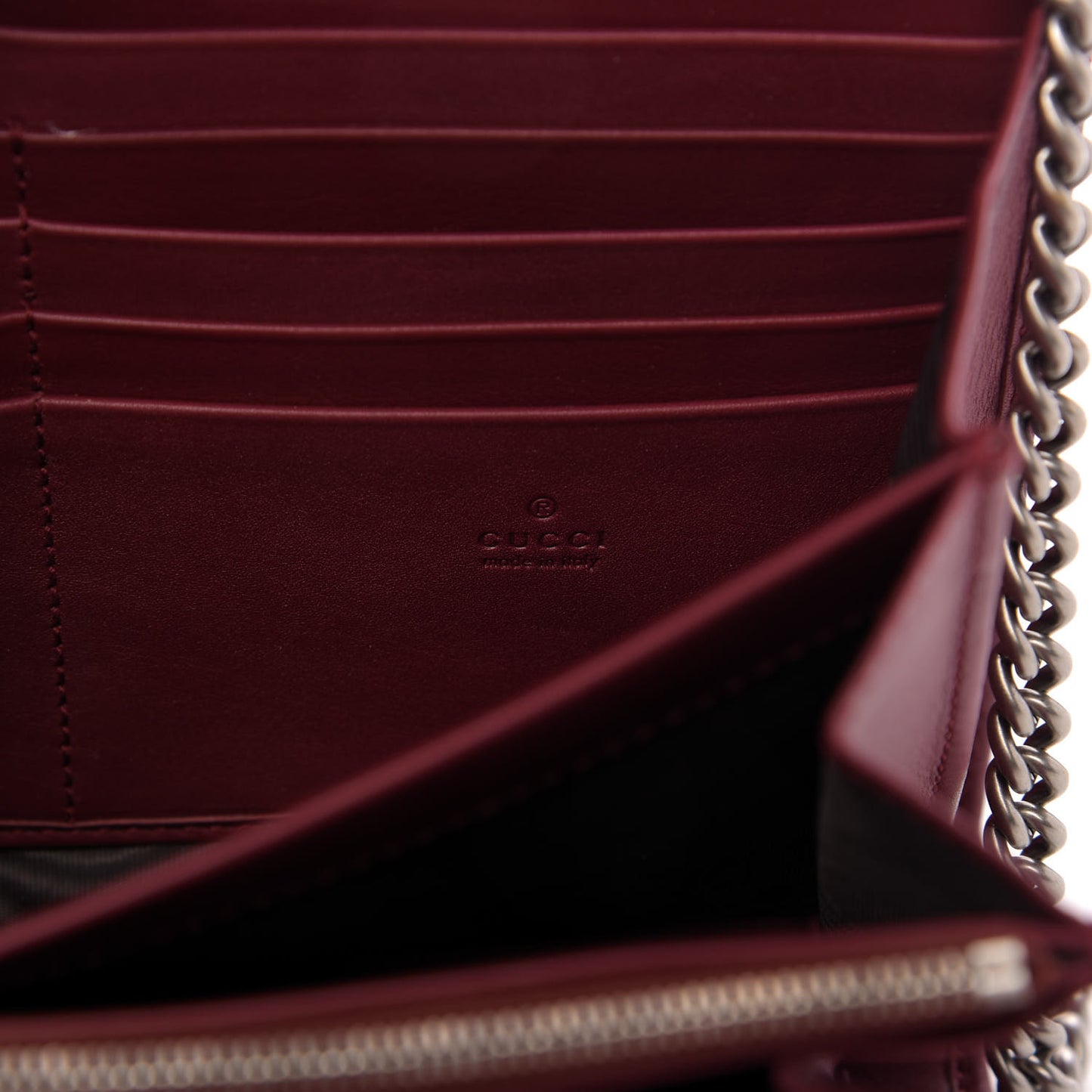 Velvet GG Monogram Mini Dionysus Chain Wallet Red Cipria