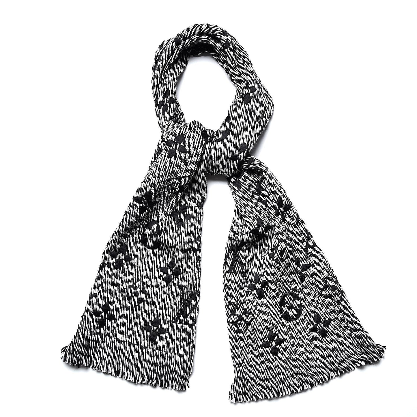 Wool Silk Logomania Mix Scarf Black