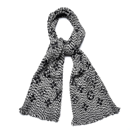 Louis Vuitton Wool Silk Logomania Mix Scarf Black 1 of 4