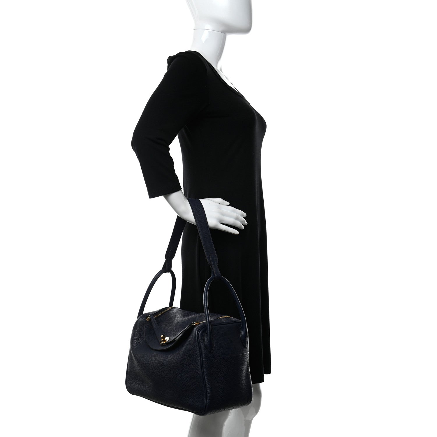 Hermes Taurillon Clemence Lindy 30 Bleu Nuit 2 of 11