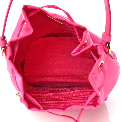 Prada Saffiano Tessuto Nylon Mini Bucket Crossbody Bag Pink 4 of 4