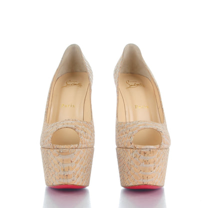 Christian Louboutin Cork Python Embossed Jamie 160 Pumps 37.5 Beige 2 of 9