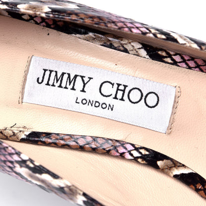 Jimmy Choo Calfskin Snakeskin Embossed Romy 100 Pumps 38 Blush Mix 6 of 6