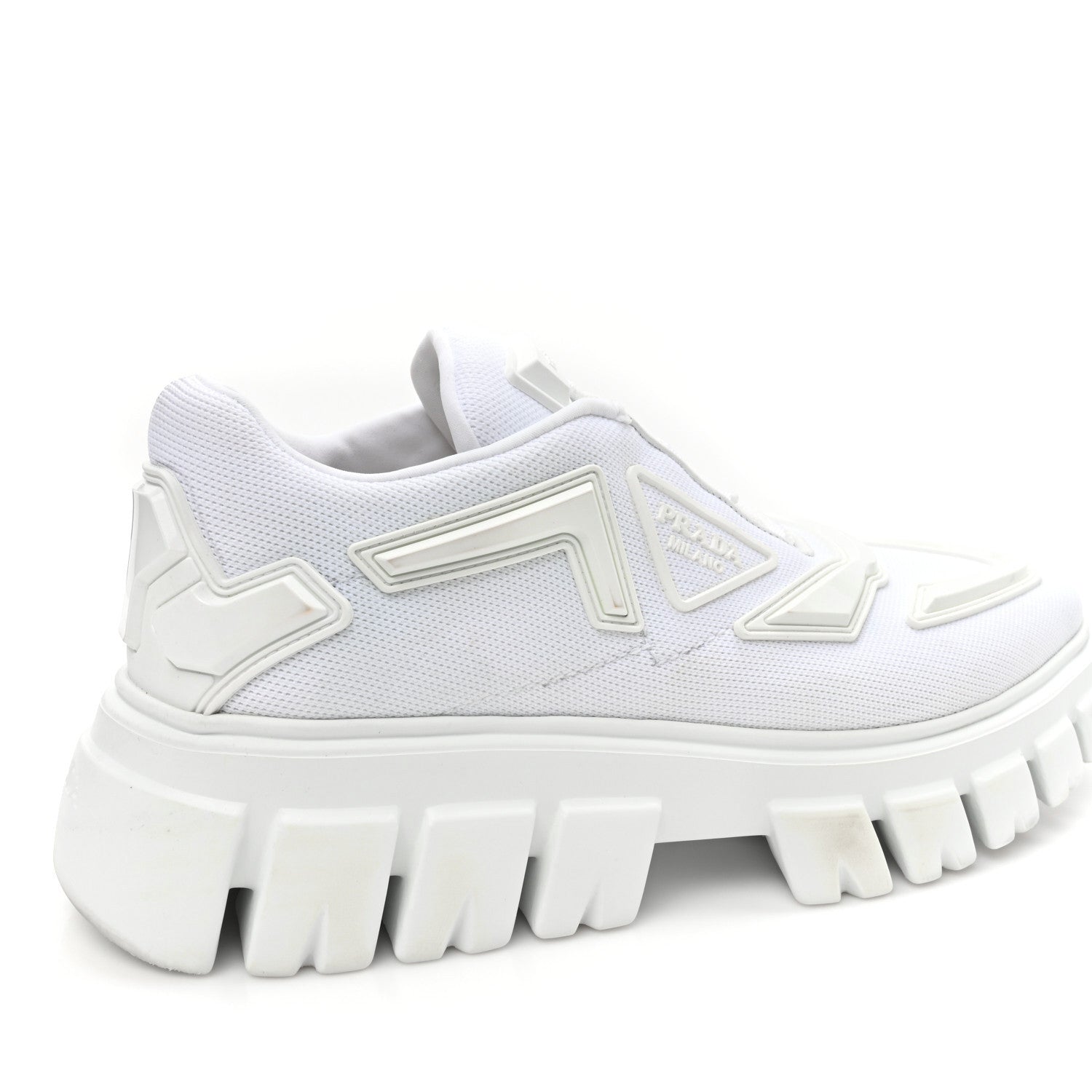 Prada Rubber Technical Knit Fabric Triangle Logo Evolution 55mm Sneakers 39 White 7 of 11