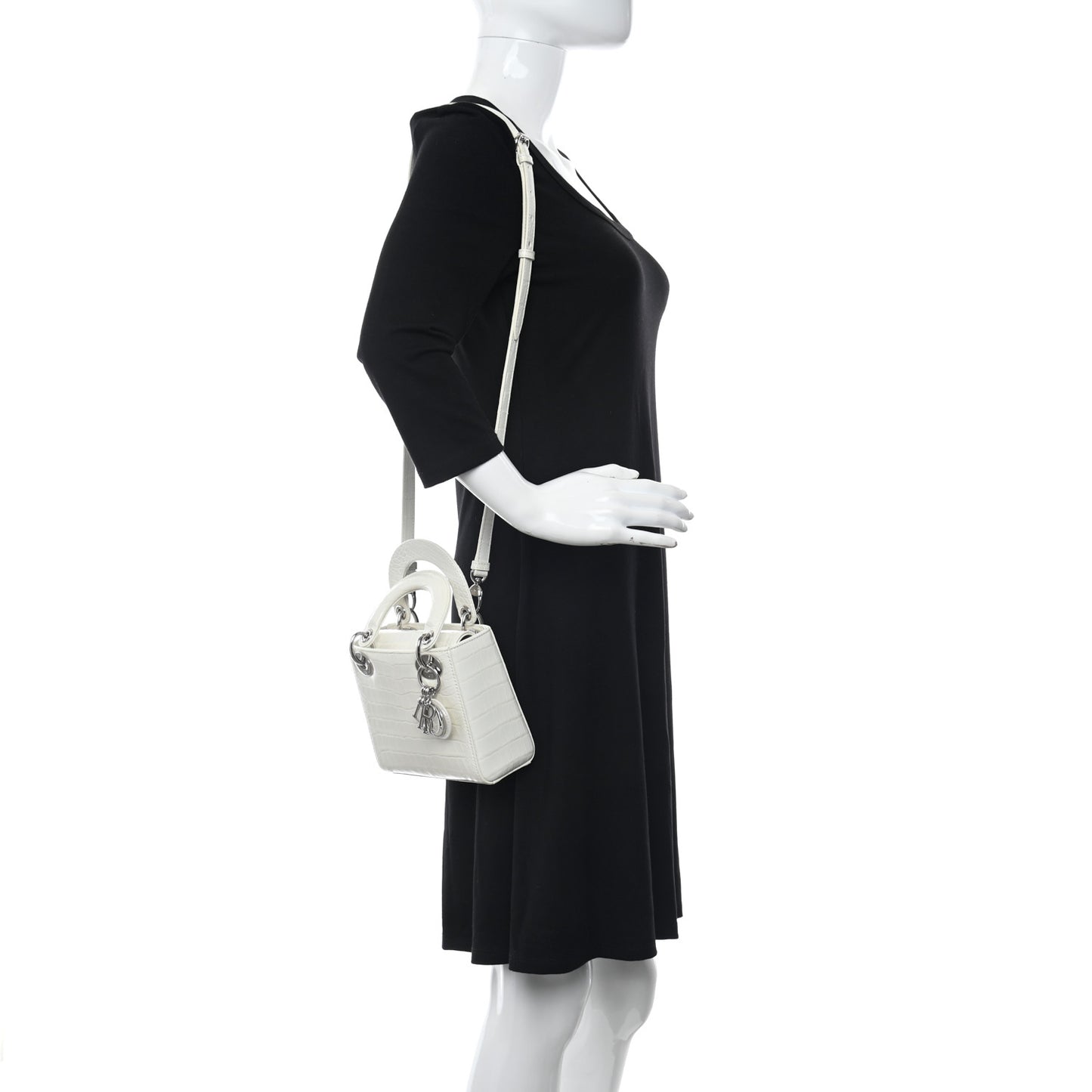 Alligator Mini Lady Dior White