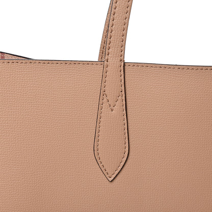 Burberry Grainy Calfskin Haymarket Check Medium Reversible Tote Camel 16 of 16