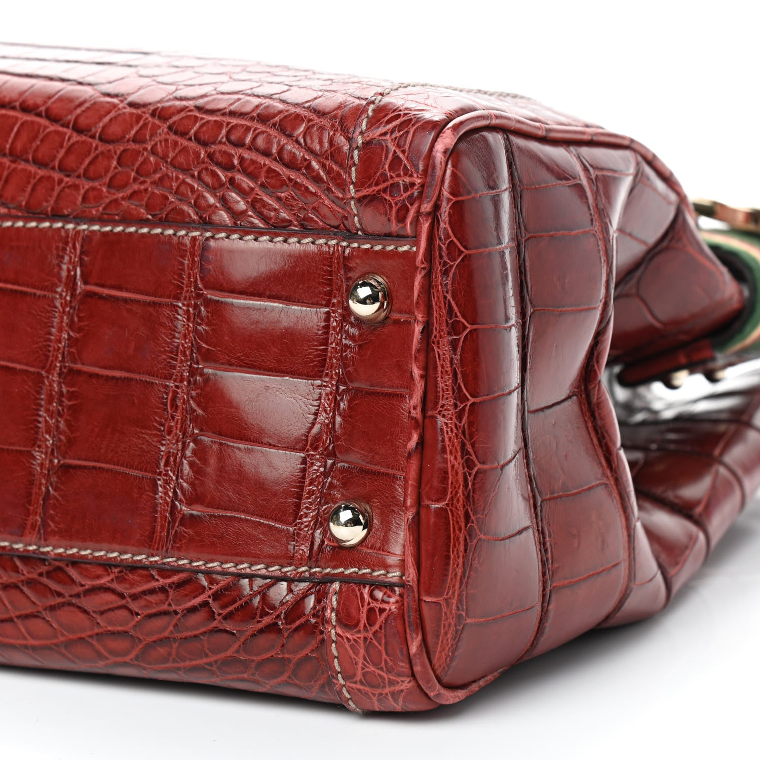 Gucci Crocodile Lock Tote Red 7 of 9