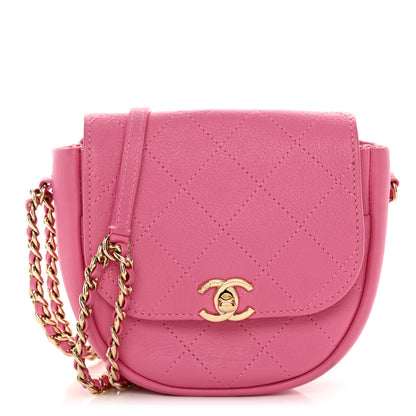 Chanel Goatskin Stitched Casual Trip Messenger Flap Pink 1 of 13