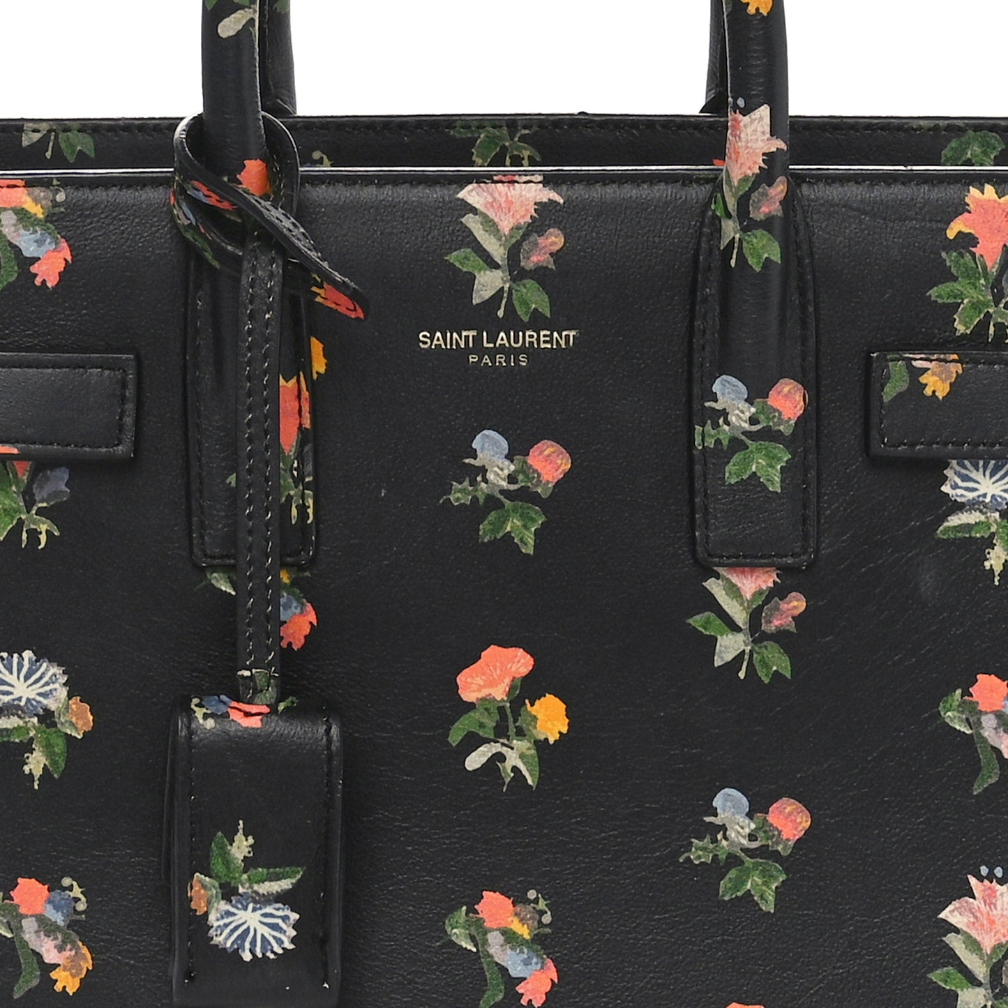 Calfskin Prairie Printed Nano Sac De Jour Black