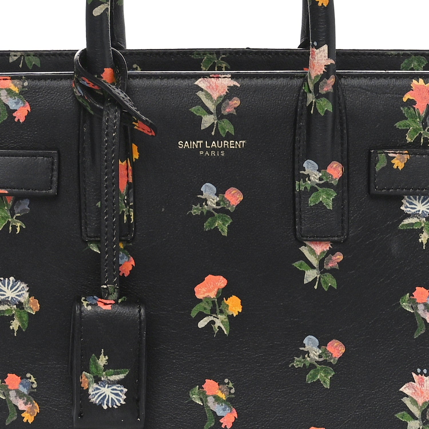 Saint Laurent Calfskin Prairie Printed Nano Sac De Jour Black 7 of 9
