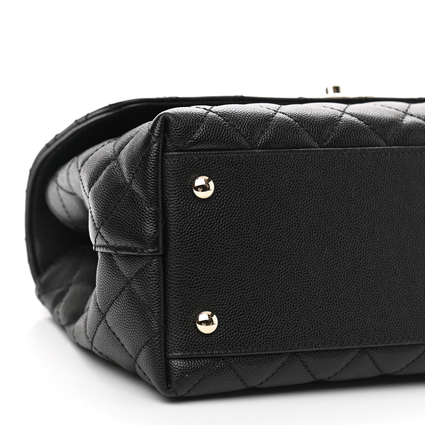 Caviar Lizard Embossed Quilted Small Coco Handle Flap Black