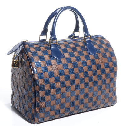 Louis Vuitton Damier Paillettes Speedy 30 Blue 3 of 8