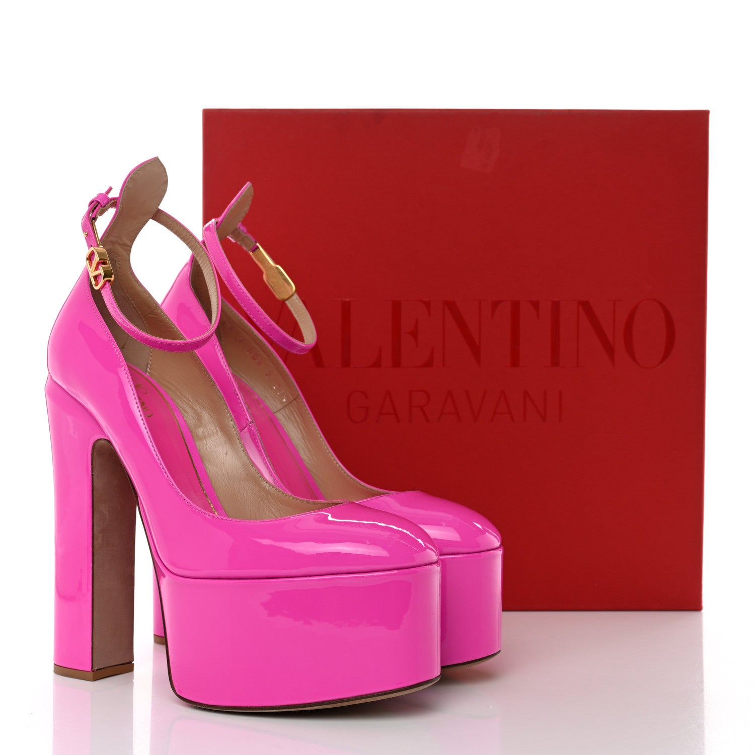 Valentino Garavani Patent Tan-Go 55/155mm Platform Pumps 37.5 Pink PP 9 of 9