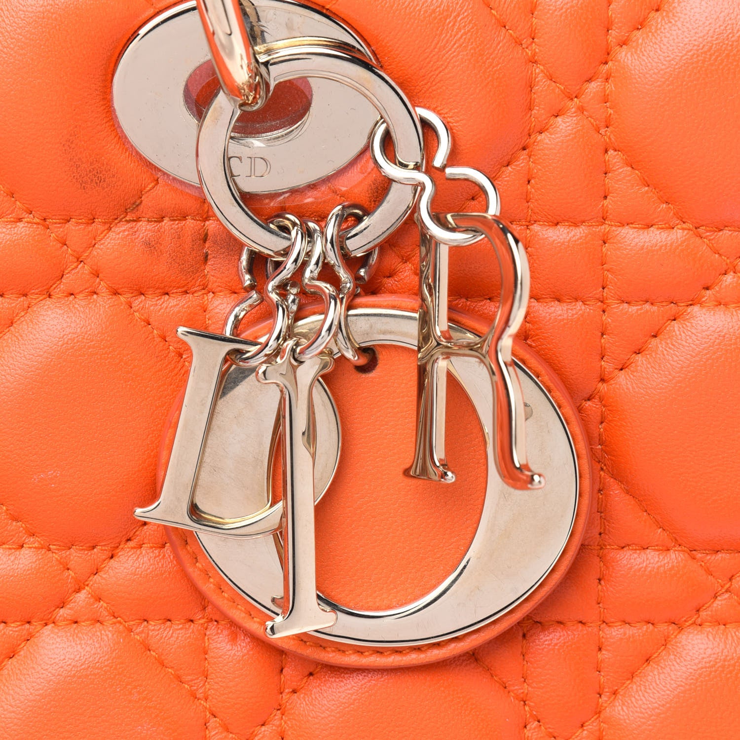 Christian Dior Lambskin Cannage Large Lady Dior Orange 13 of 18