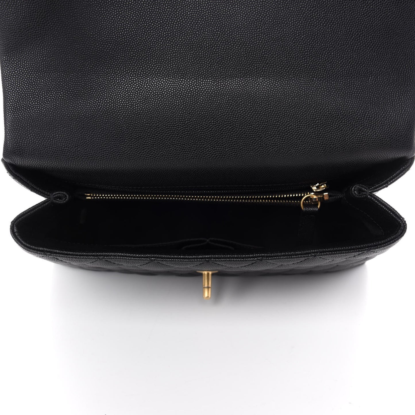 Caviar Lizard Embossed Quilted Small Coco Handle Flap Black