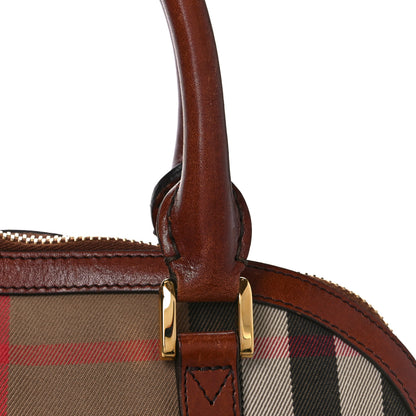 Burberry Bridle Calfskin House Check Small Orchard Bowling Bag Dark Tan 12 of 15