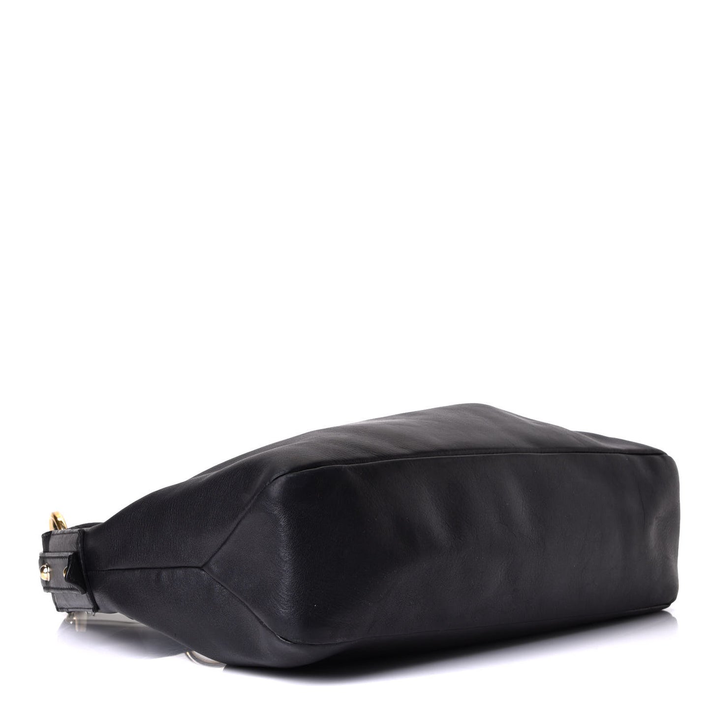 Calfskin Medium Horsebit Chain Hobo Black