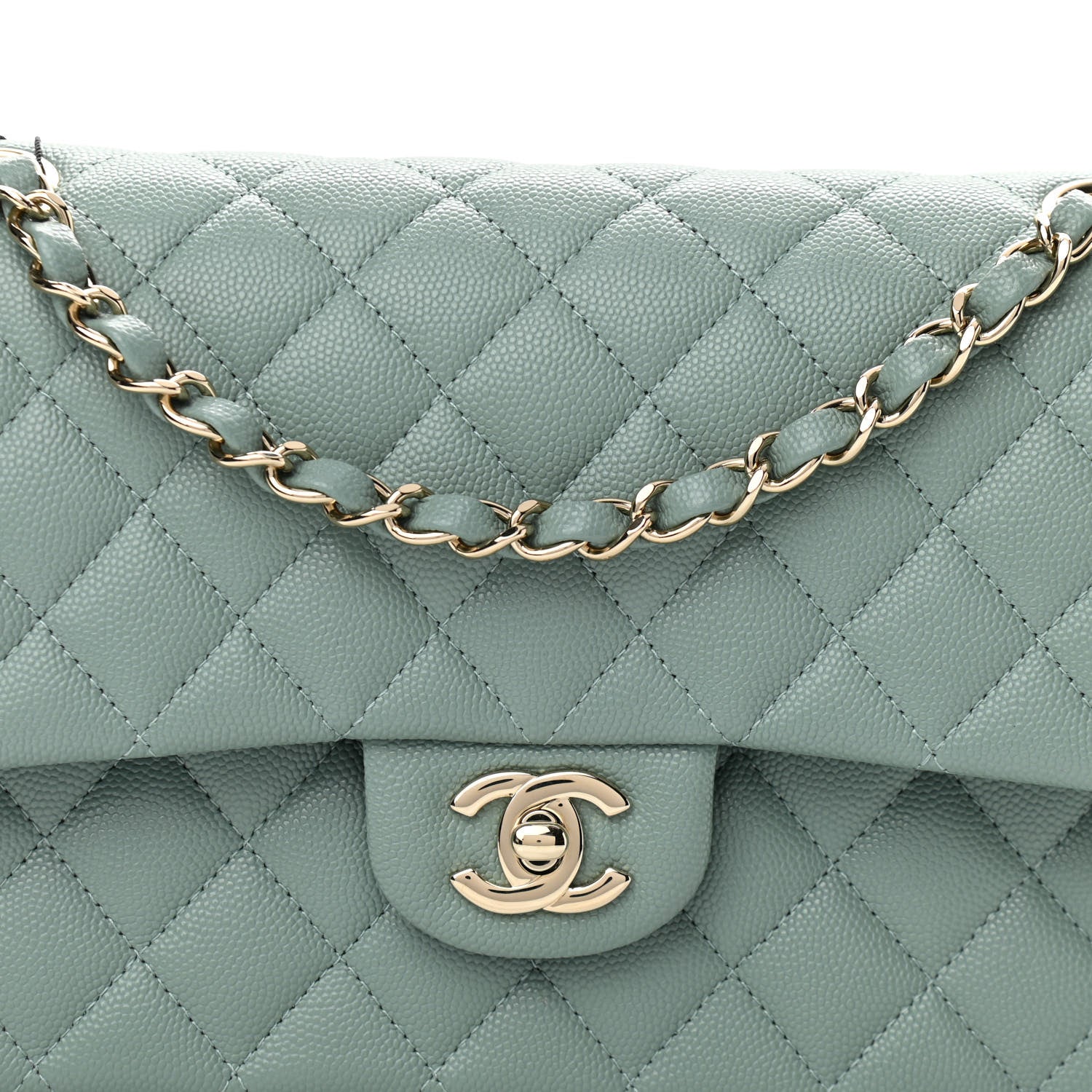 Chanel Caviar Quilted Medium Double Flap Green 9 of 11
