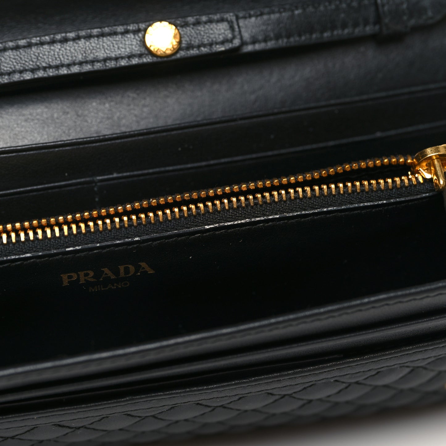 Soft Calfskin Quilted Chain Wallet Black