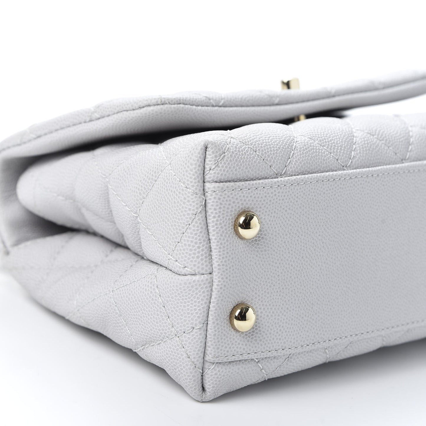 Caviar Quilted Mini Coco Handle Flap Light Grey