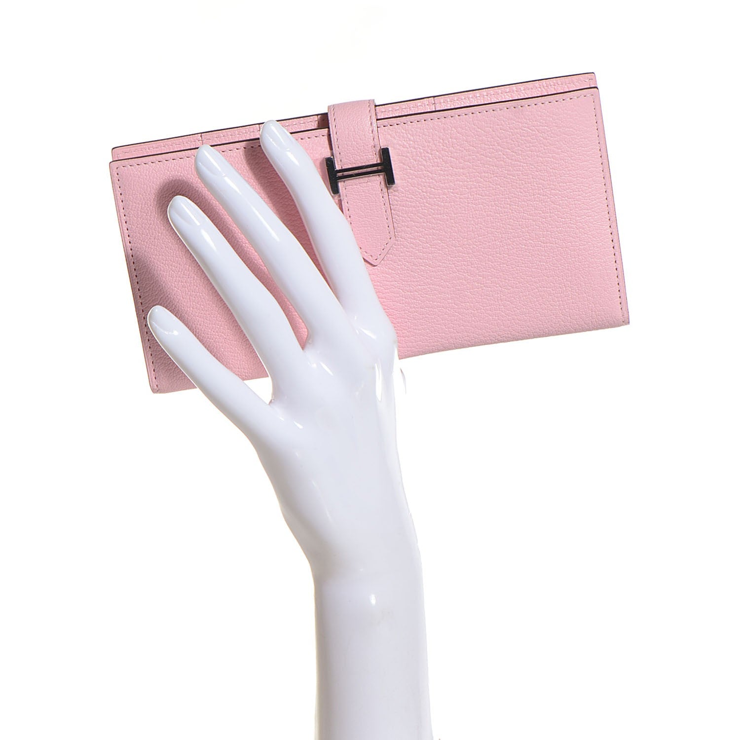 Hermes Chevre Mysore Bearn Gusset Wallet Rose Sakura 2 of 14