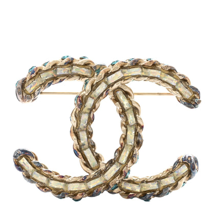 Chanel Iridescent Crystal CC Brooch Blue 1 of 5