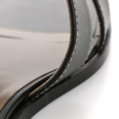 Hermes Box Calfskin Oran Sandals 37 Black 10 of 11