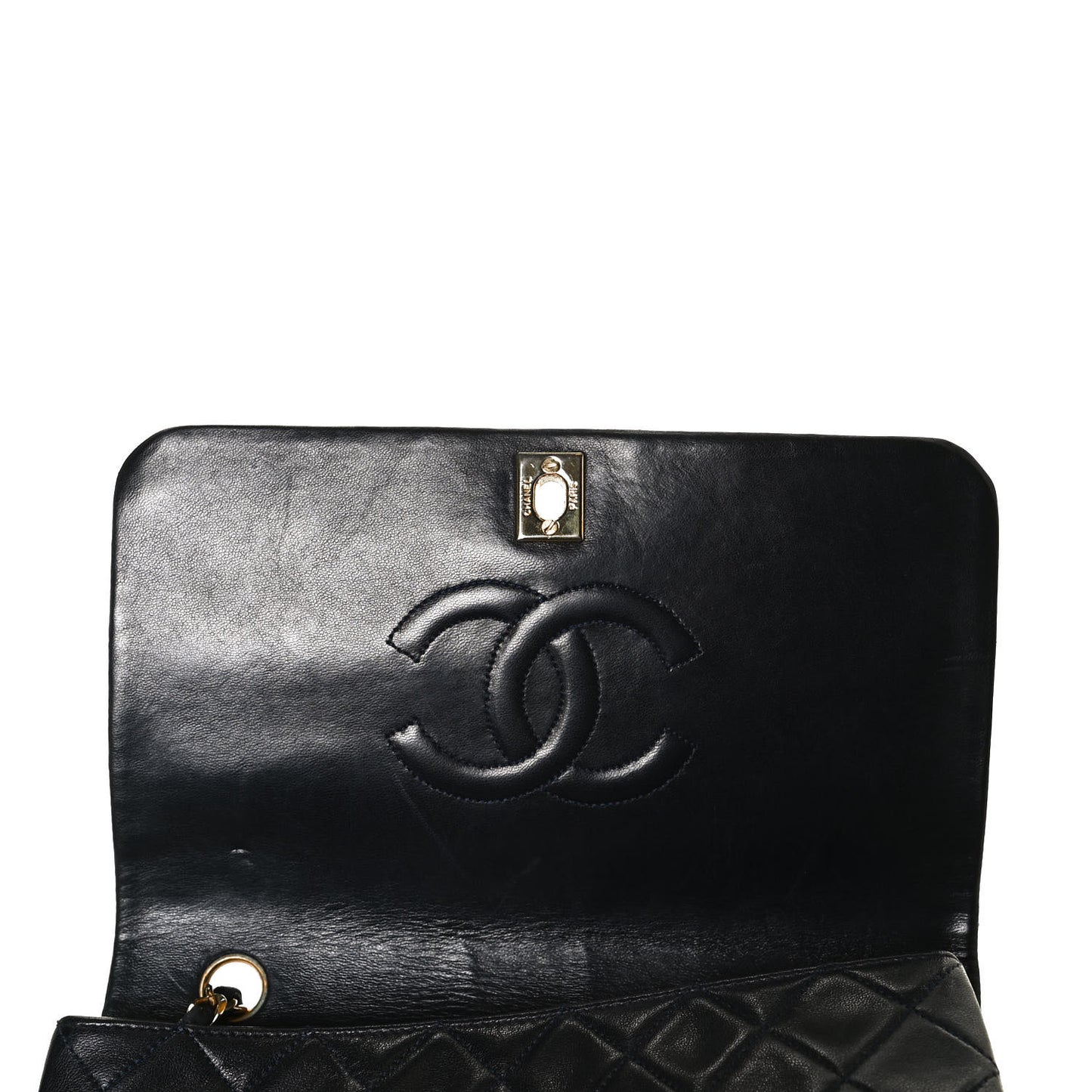 Lambskin Quilted Small Single Flap Navy