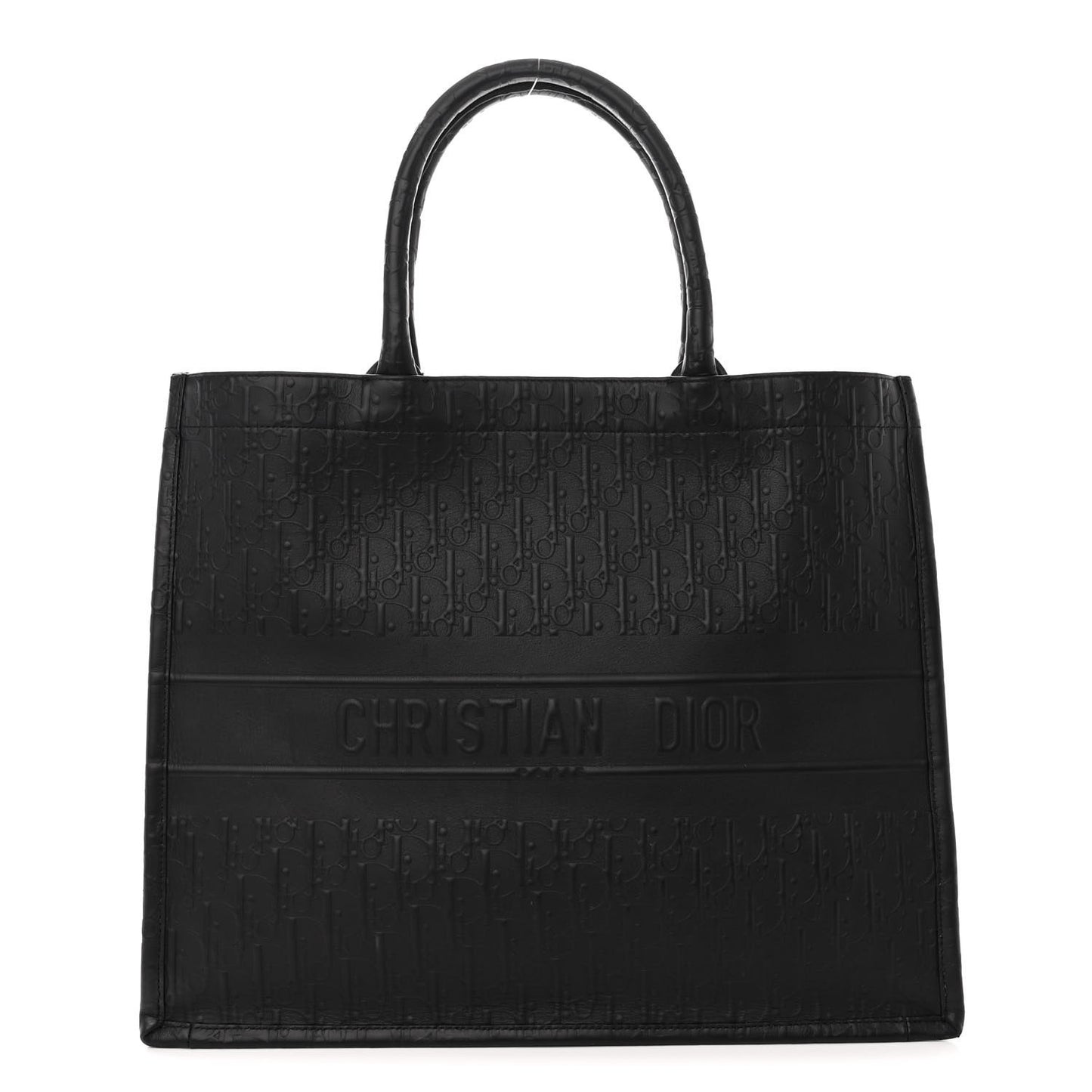 Oblique Calfskin Embossed Large Book Tote Black