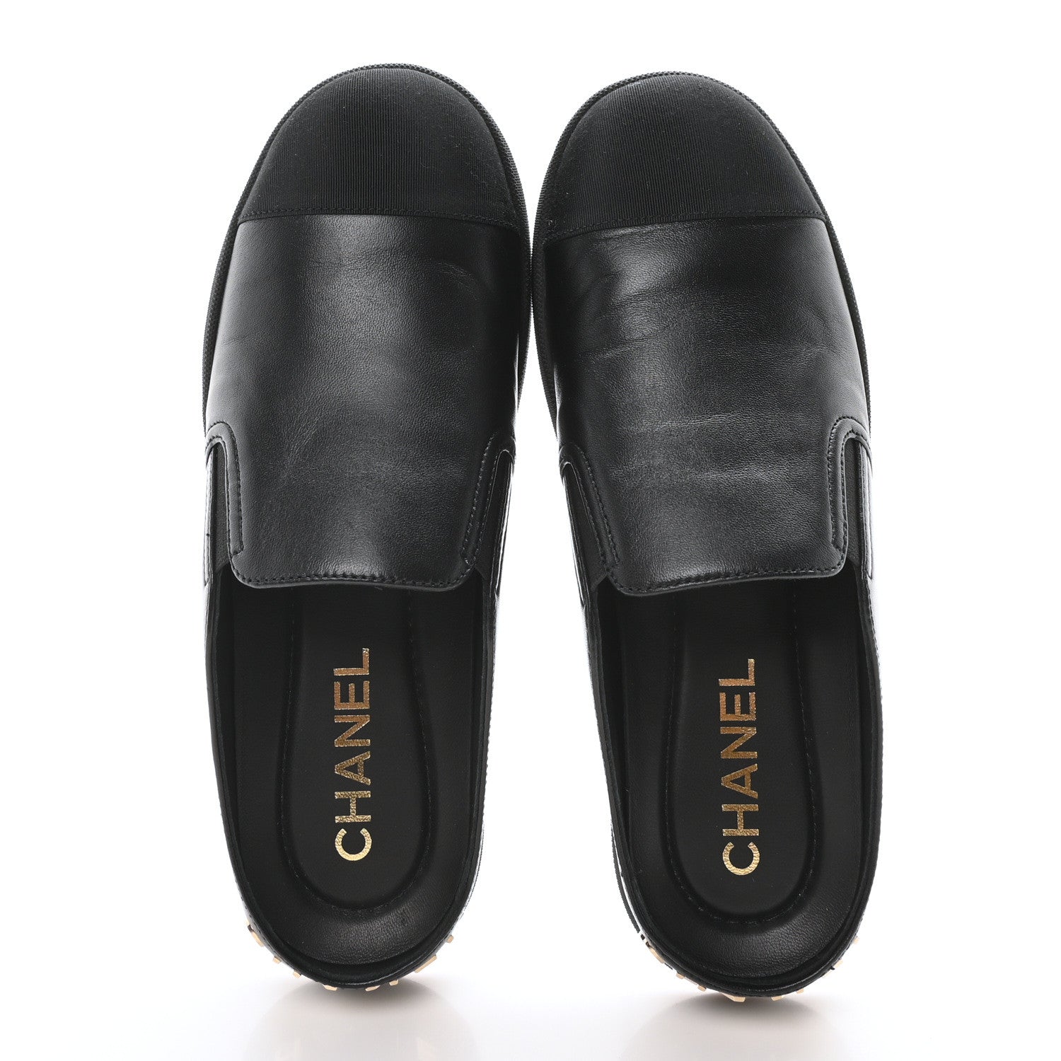 Chanel Lambskin Grosgrain Cap Toe Sneaker Mules 36 Black 2 of 9