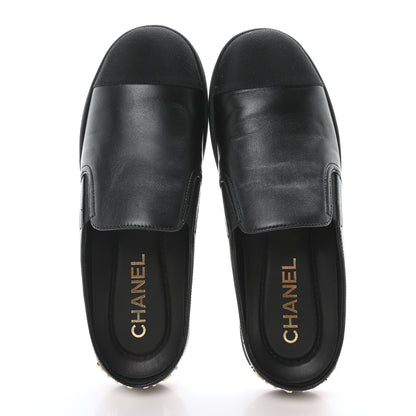 Chanel Lambskin Grosgrain Cap Toe Sneaker Mules 36 Black 2 of 9