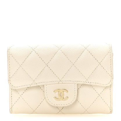 Chanel Caviar Quilted Flap Card Holder Wallet White 1 of 18