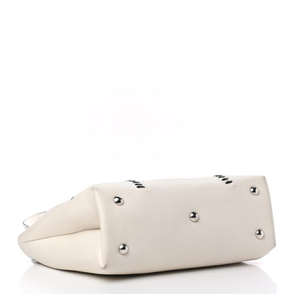 Alexander McQueen Calfskin Whipstitch Folk Tote White 3 of 4