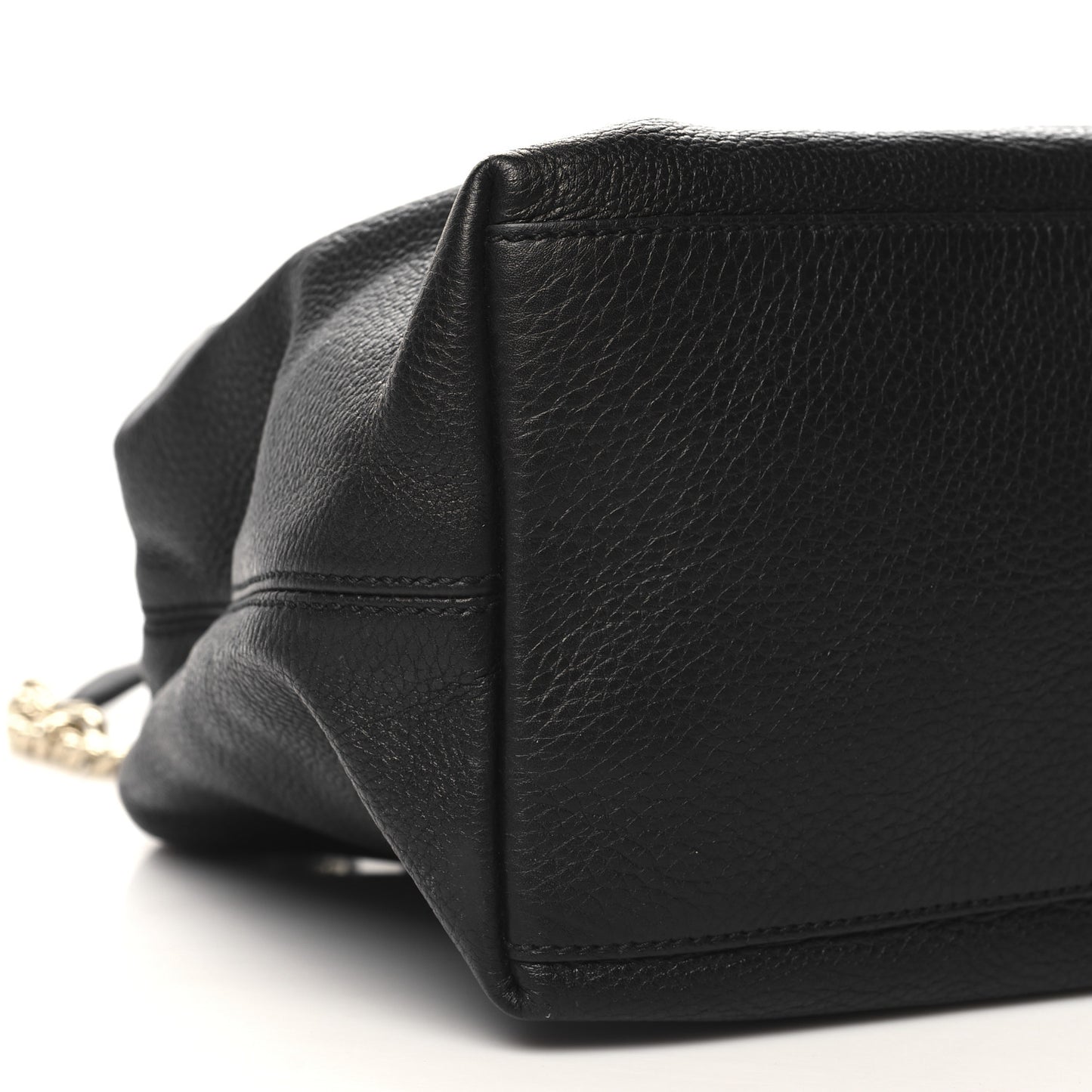 Pebbled Calfskin Medium Soho Chain Shoulder Bag Black