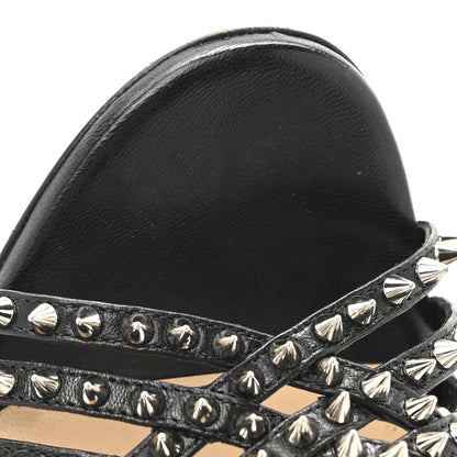 Christian Louboutin Kid Studded Marthaspike 100 Slide Sandals 37.5 Black Silver 10 of 11