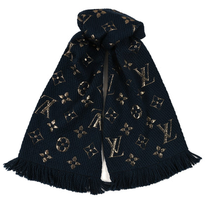 Louis Vuitton Wool Silk Logomania Shine Scarf Petrol 1 of 3