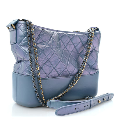 Chanel Iridescent Aged Calfskin Quilted Medium Gabrielle Hobo Blue 3 of 14