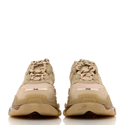 Balenciaga Fabric Mesh Clear Sole Womens Triple S Sneakers 38 Beige 2 of 7