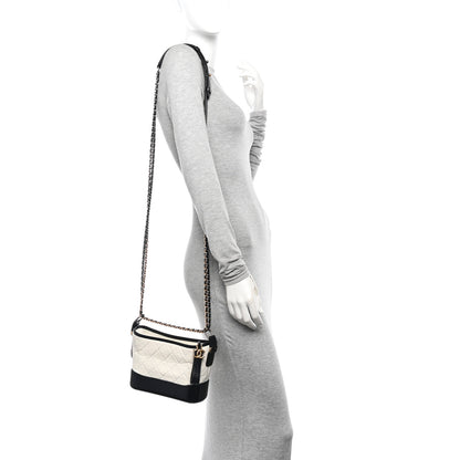 Chanel Aged Calfskin Quilted Small Gabrielle Hobo Black White 2 of 11