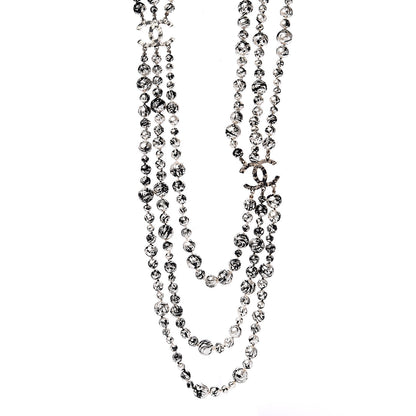 Chanel Pearl CC Graffiti 3 Strand Long Necklace Black Gold 1 of 5