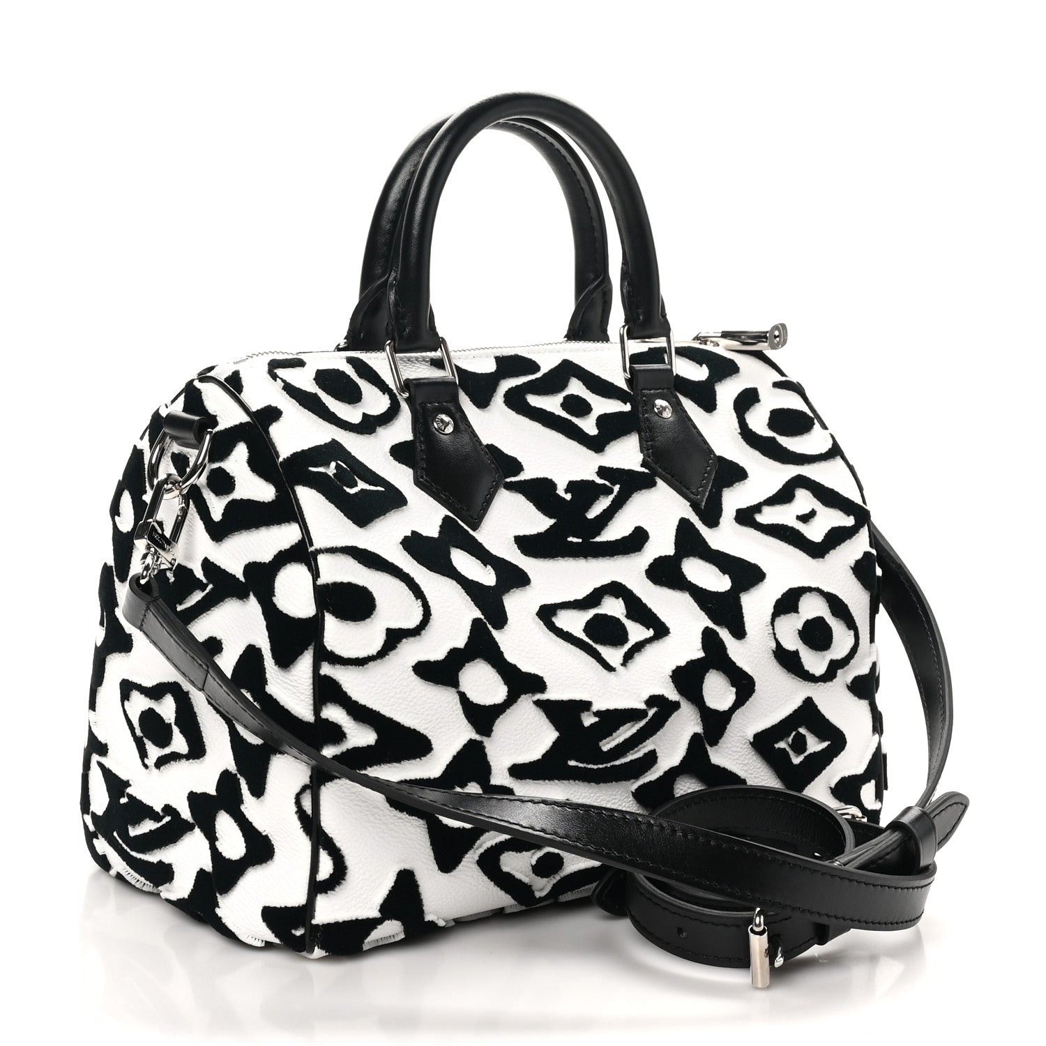 Louis Vuitton X UF Tufted Monogram Speedy Bandouliere 25 White Black 3 of 9