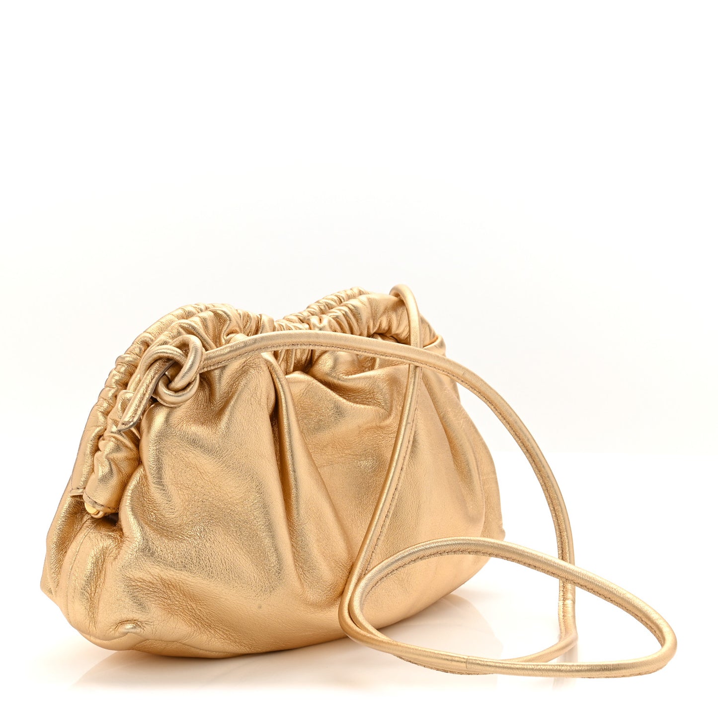 Metallic Lambskin Mini Cloud Clutch Gold