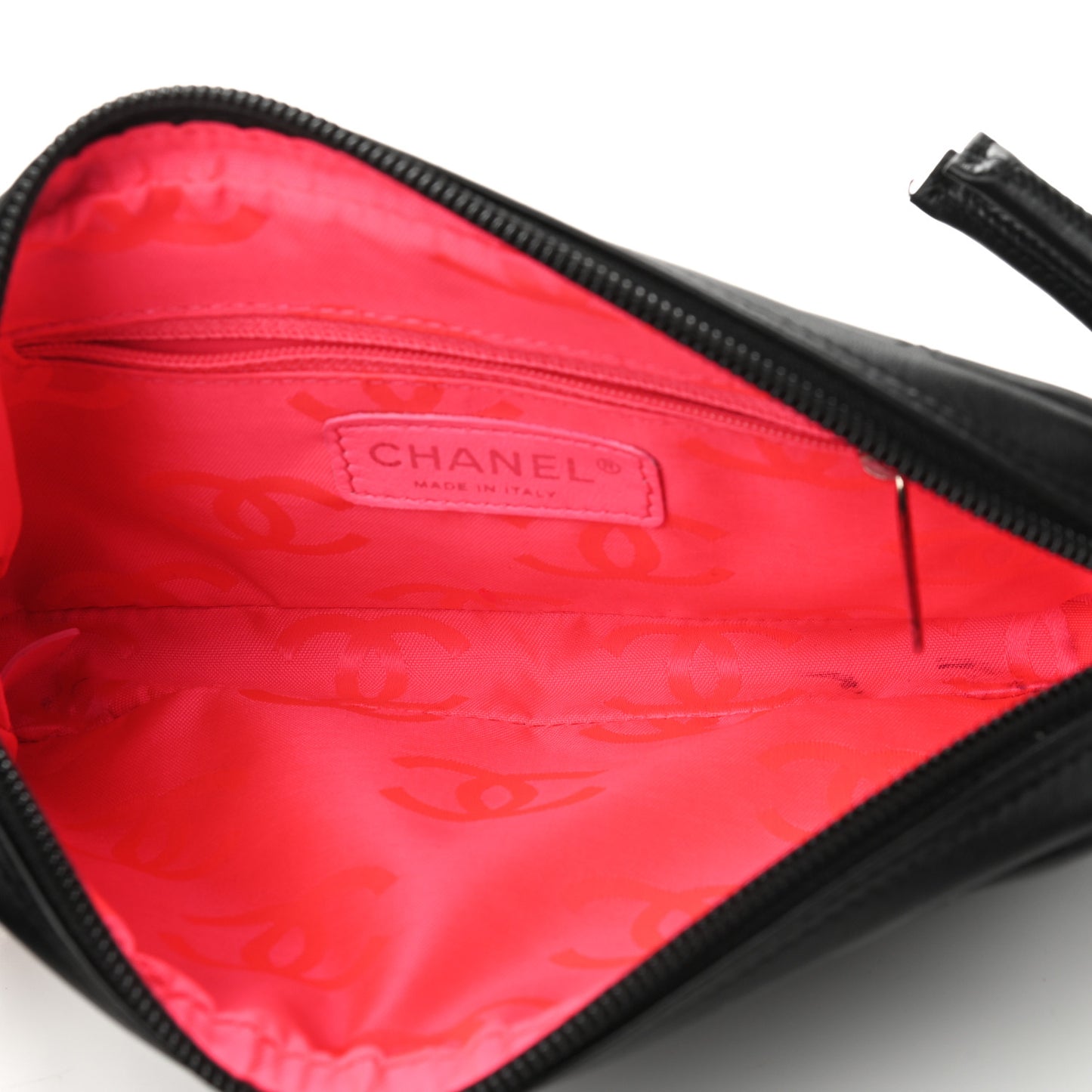 Calfskin Quilted Cambon Pochette Black White