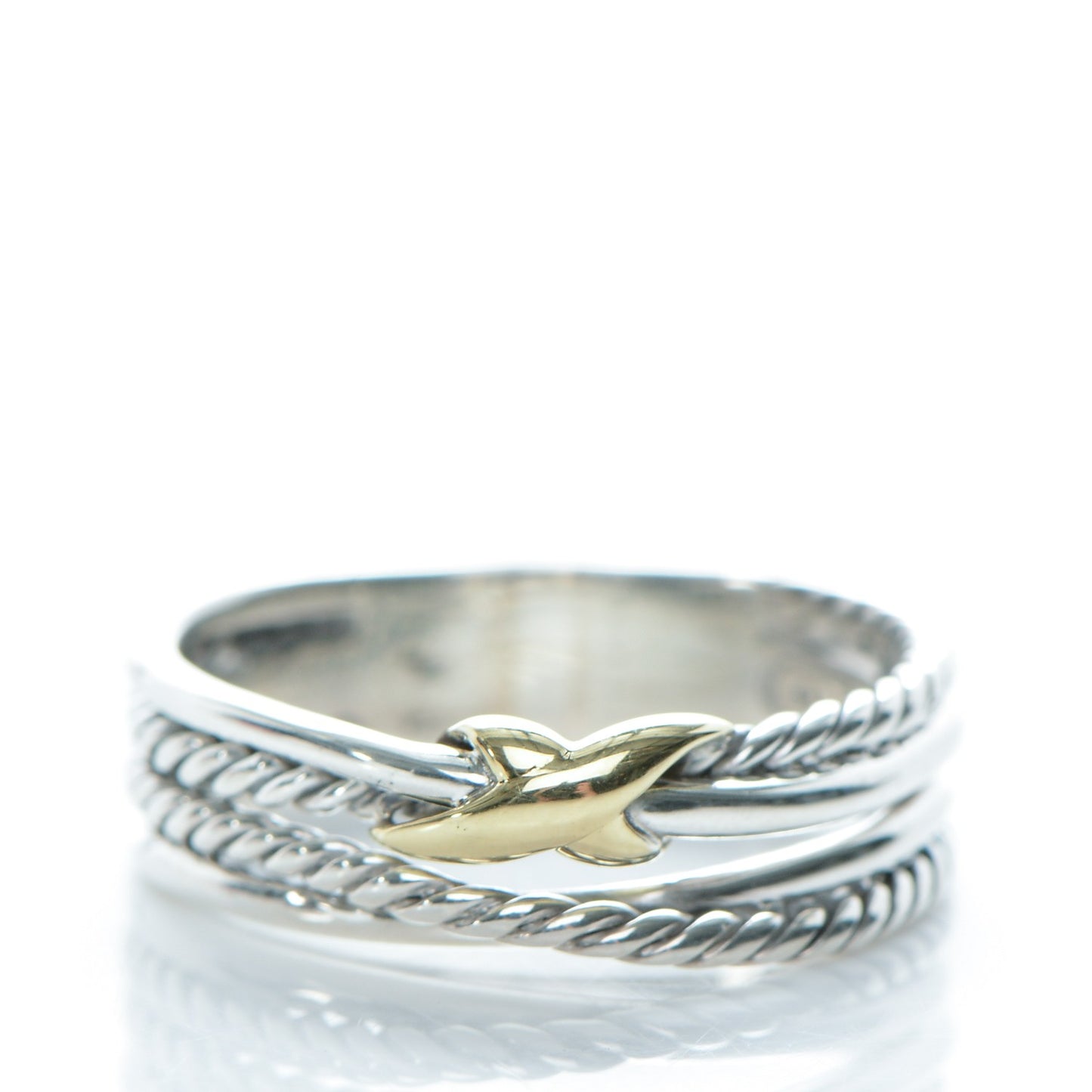 Sterling Silver 18K Yellow Gold 6mm X Crossover Ring 60 9