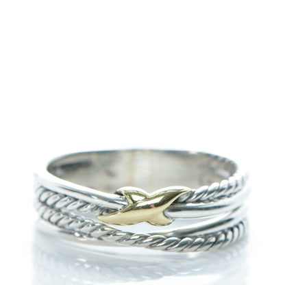 David Yurman Sterling Silver 18K Yellow Gold 6mm X Crossover Ring 60 9 1 of 4