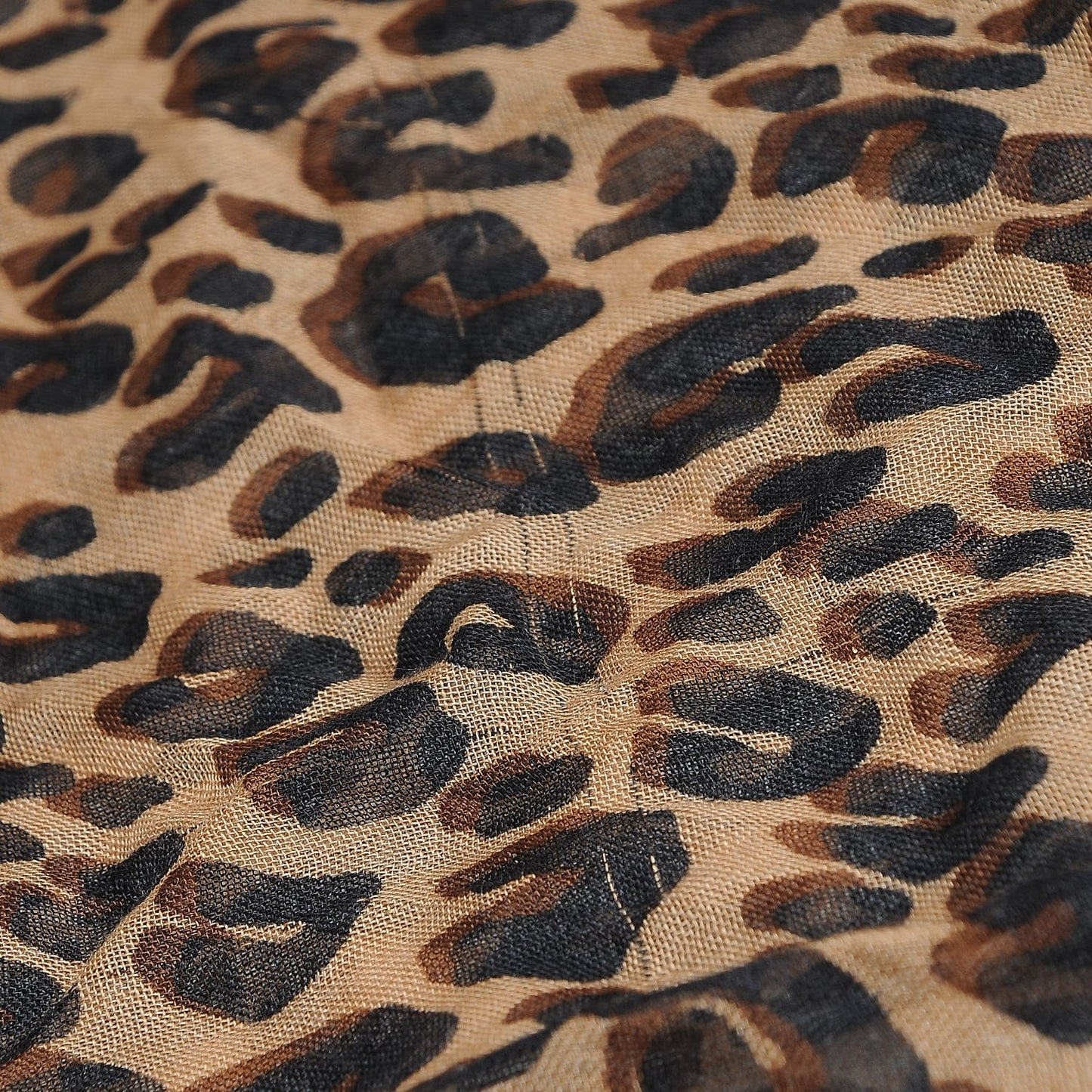 Cashmere Silk Leopard Etole Stole Marron